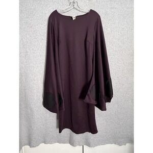 Karen-T Design Dress Womens XL Purple Bell Sleeve Shift Boatneck Knee Length USA